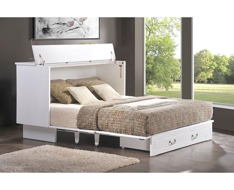 estella queen storage murphy bed with mattress